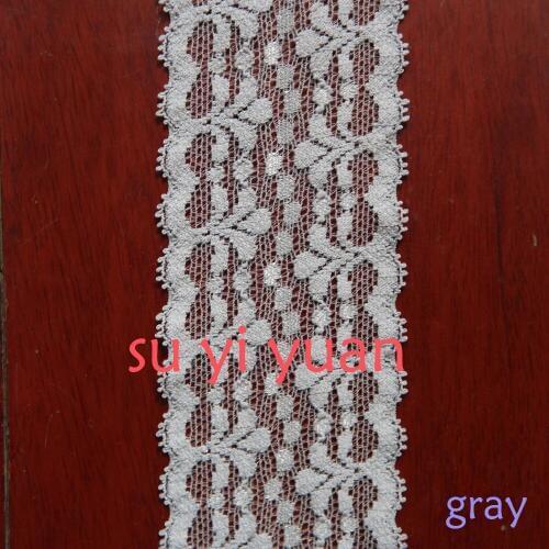 Promotion 2 Yard/lot 55mm Width Gray Floret Elastic Stretch Lace Trim DIY Sewing Headband Garment Elastic Lace