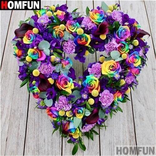 HOMFUN Full Square/Round Drill 5D DIY Diamond Painting "Flower heart" 3D Diamond Embroidery Cross Stitch Home Decor A19743