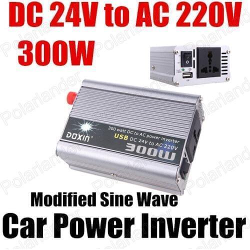 Free shipping Car Auto Power Inverter Converter 24V DC to AC 220V 300W USB port voltage transformer Modified Sine Wave