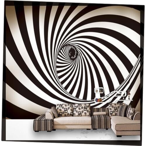 Beibehang 3D three-dimensional black and white swirls personalized minimalist style bar shop wall painting papel de parede