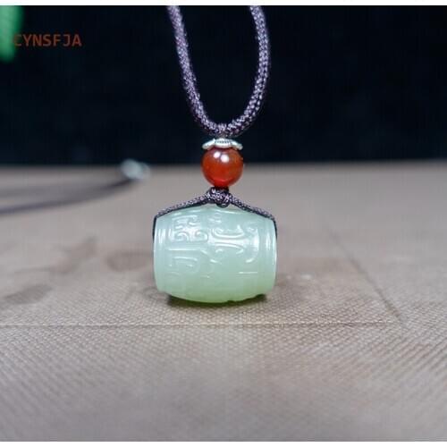 CYNSFJA New Real Certified Natural Hetian Jade Nephrite Lucky Amulets LULUTONG Jade Pendant Light Green High Quality Best Gifts