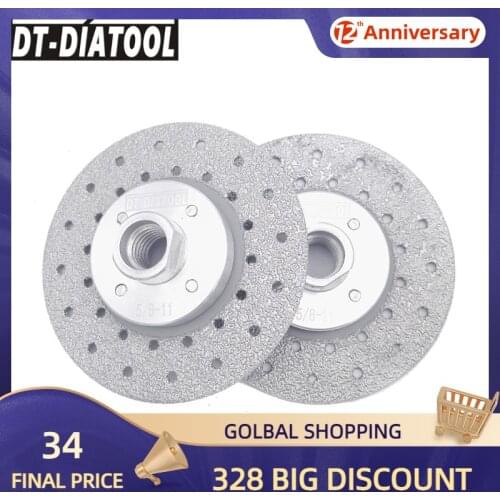 DT-DIATOOL 2pcs 4" Double Side Coated Diamond Grinding Disc wheel 100MM Saw Blade 5/8-11 Thread Cutting Disc