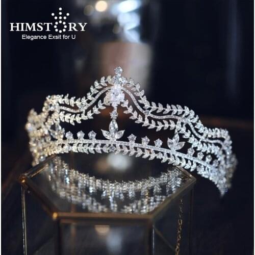 Himstory Rhinestone Crown Crystal Bridal Tiaras Headband Vintage Wedding Hair Accessories Diadem Pageant Headpiece Hair Accessor