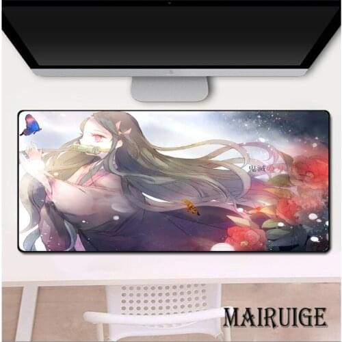 Demon Slayer Blood Anime Rubber Gaming Computer Large Mouse Pad Gamer Locking Edge Keyboard XXL DeskMat Keyboard PC MiceMats