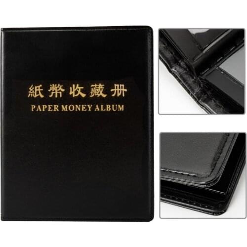 1 book60 sheets Pocket Paper Money Album Leather Note Ticket Collection Page Home Currency Book Photo Protection Banknote Stamps