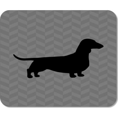 Mousepad Computer Notepad Office Dachshund Silhouette On Grey Herringbone Home School Game Player Computer Worker