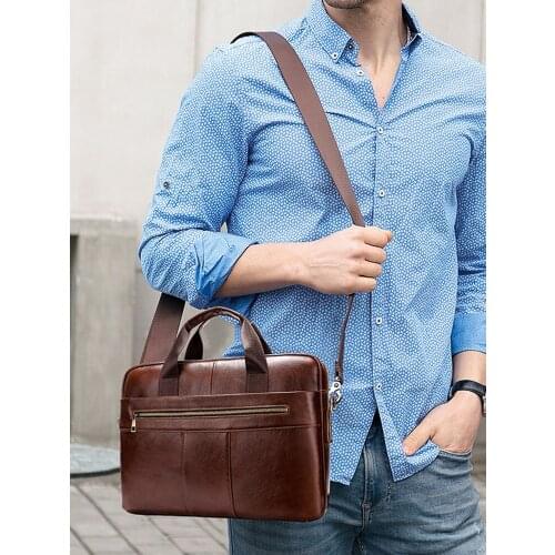 New 2021 leather Business Briefcase Famous Brand Shoulder messenger mens bag high quality retro luxury handbag briefcase