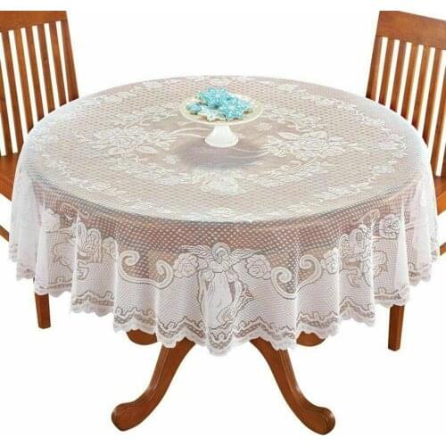 Pastoral Round Lace Table Cloth Wedding Party Decor Translucent Table Cover Embroidered Tablecloth for Home Decor