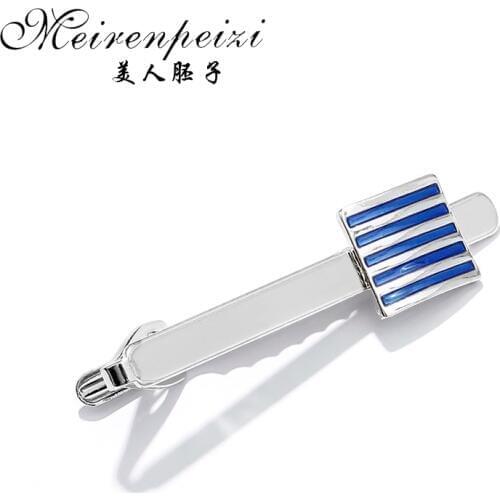 Meirenpeizi 1 pcs Fashion Style Tie Clip For Men Metal Silver Gold Tone Simple Bar Clasp Practical Necktie Clasp
