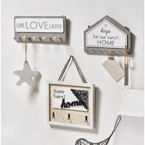 ABSF Wall Hanging Wood Key Hanger Holder Wall Organizer Rectangle House Shape Key Rack Hooks Coat Hooks Coat Hanger