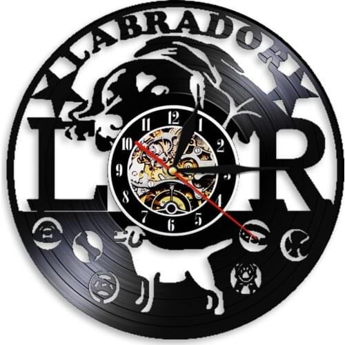 Labrador Retriever Puppy Vinyl LP Record Wall Clock Dog Breed Pet Shop Home Decor Wall Watch Retro Music Album Longplay Clock
