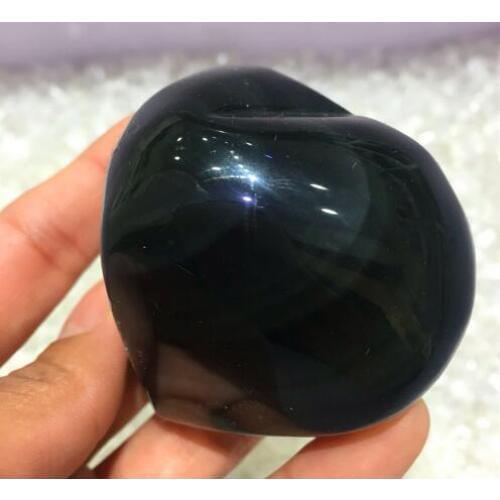Natural Large Ice Rainbow Obsidian-heart-shaped Black Obsidian Heart Display Meditation stone Energy stone Special Gift For Her