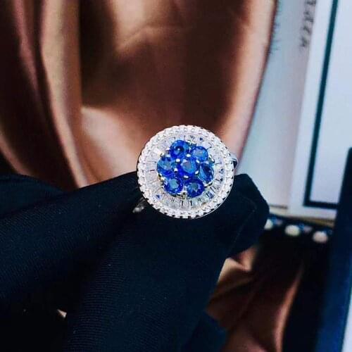 Natural real blue sapphire ring 925 sterling silver Fine handworked jewelry Finger rings