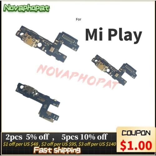 Novaphopat For Xiaomi Mi Play USB Dock Charging Port Charger Plug Flex Cable Mic Microphone Board + tracking