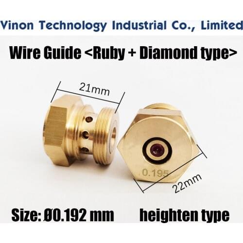Ø0.192mm EDM Parts Molybdenum Ruby Guide Heighten type 21x21Hmm (Ruby+Diamond type) used for RUIJUN Medium Speed Wire Cutting