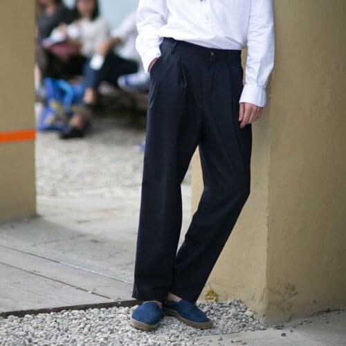 Casual Mens pants 2021 spring and summer London show high end loose small straight trousers