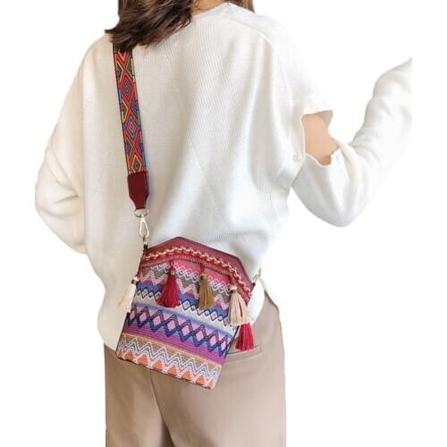 Crossbody Bags For Women Vintage Shoulder Bag Embroidery Boho Hippie Tassel Tote Messenger Female Handbags