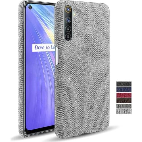 Cloth Leather Case For OPPO Realme 6 X7 7 X50 5 Q2 5i Narzo 20A C17 C12 F17 Reno4 Pro A15 A72 A53 Slim Retro Cloth Hard PC Cover