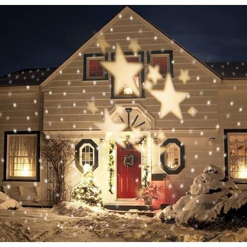 Outdoor Waterproof Garden Lights Auto Moving Warm White Star Projector Light Holiday Garden Landscape Spotlights Decoration Lamp