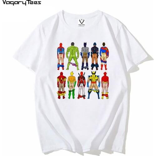 VagaryTees Anime Hero Butt Tee Shirt Top Harajuku Funny spoof Streetwear Cartoon Style Men T-Shirt Hip Hop T Shirt