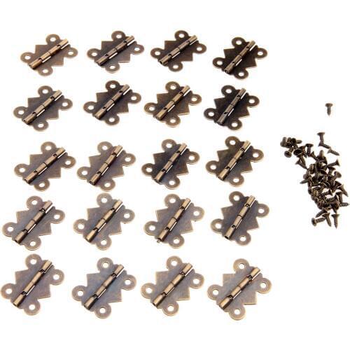 20Pc 25x20mm Antique Bronze Kitchen Cabinet Hinge Furniture Accessories Vintage Jewelry Wooden Box Hinges Fittings for Furniture