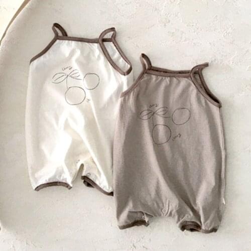 Vintage Cartoon Newborn Baby Boys Romper Summer Cotton Suspender Jumpsuit for Toddler Girls Pajamas Outfits 0-24M