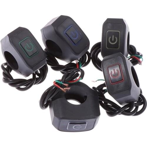 22mm 7/8'' Motorcycle Handlebar Switch Momentry Buttton For Electric Star Kill Waterproof Control Switch Button with LED light