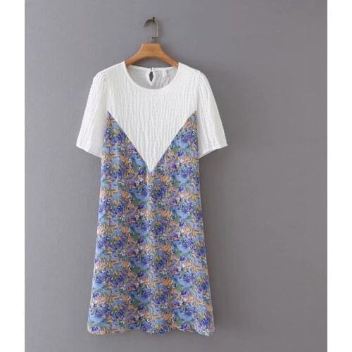 Plus Size Dresses For Women XL-5XL Round Collar Short Sleeves Printed Chiffon Floral Dress Large Size Summer Light Dresses