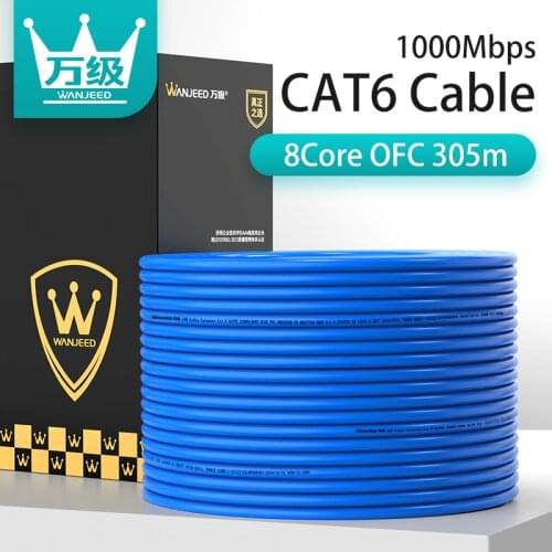 WANJEED CAT6 Lan Cable UTP Unshielded 23AWG OFC Gigabit 1000M Network Cable 305m