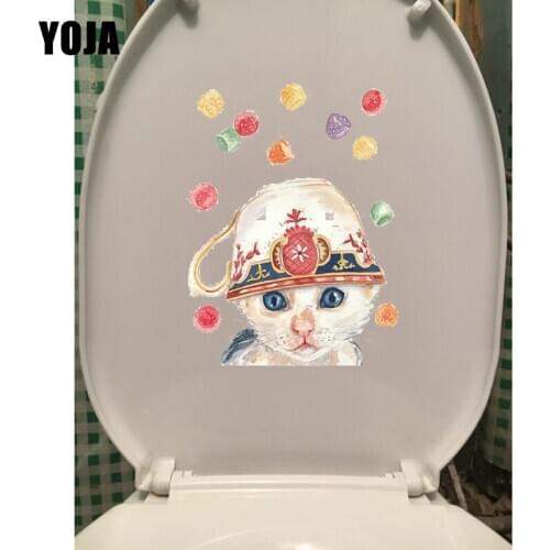 YOJA 18.5*24.7CM Stolen Cat Funny Bedroom Wall Sticker Cartoon Toilet Seat Stickers T1-0109