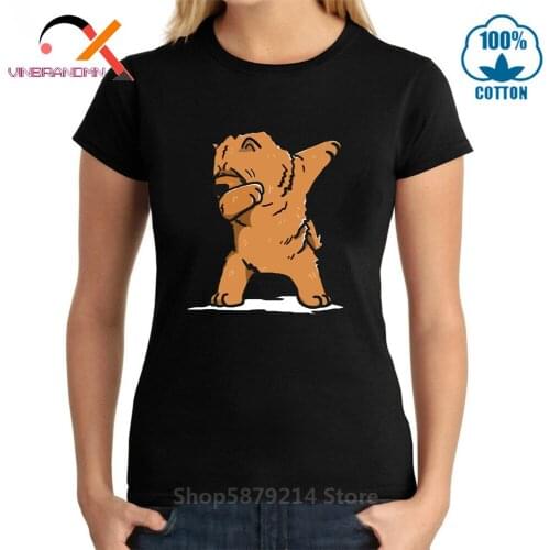 Funny Dabbing Chow Chow Dog T shirts women Short Sleeve O-neck Cotton TShirt Cute Dog Casual Fashion T-shirt