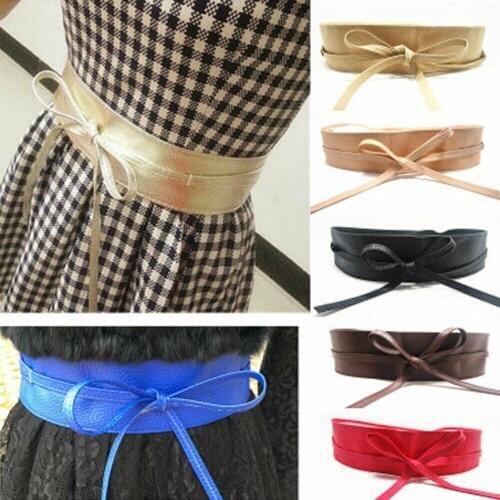 Sexy Women Lady Fashion Stretch Buckle Waist Belt Bow Wide Leather Elastic Corset Waistband Waist Belt Fashion Ladies Belt