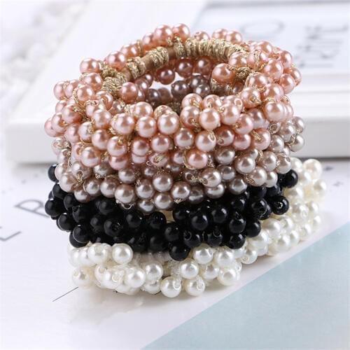 1pcs Pop Hair Accessories Elastic Women Pearls Beads Hair Band Rope Ponytail Holder Hair Clips Pince Cheveux presillas de pelo