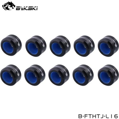 10PCS Bykski OD 16MM Hard Pipe Fittings,12x16MM PETG Tube Hand Compression,Black Adapter,Red,White,Gold,Blue G1/4 ",B-FTHTJ-L16