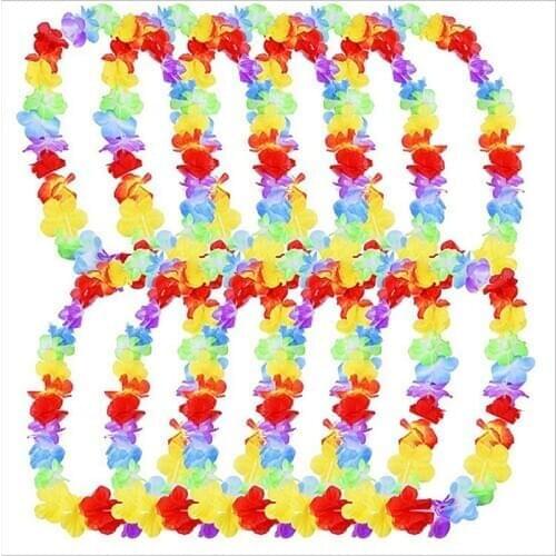 10pcs Hawaiian Flower Leis Garland Necklace Fancy Dress Party Hawaii Beach Fun