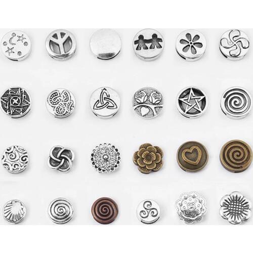 10pcs Fashion Charms Round Slider Spacer Jewelry For 10*2mm Flat Leather Cord Bracelet Bangle Jewelry Making Accessories