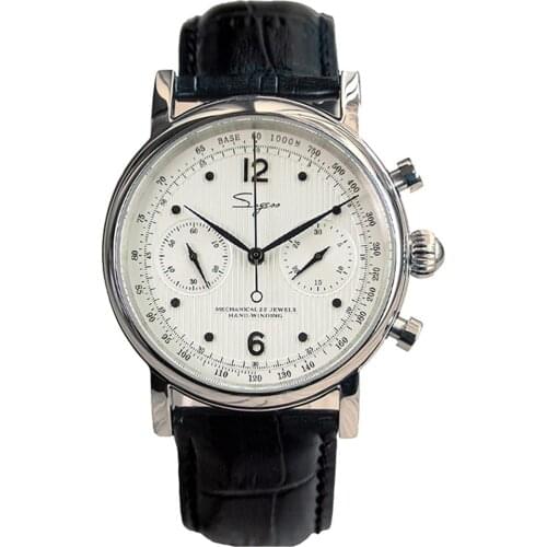 1963 Fashion Mens Military Chronograph Mechanical Watch Sapphire Glass ST1901 Seagull Movement Leather Clock Business Men Watch