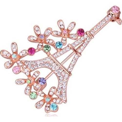 2021 European Fashion Jewelry Love the Eiffel high-end clothing pin crystal brooch Crystal from Austrian for Women Female