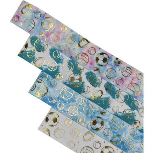 38mm Sport series Gold Foil Football Softball Rugby Sports balls Grosgrain Ribbon 50yards Welcome Custom Printed