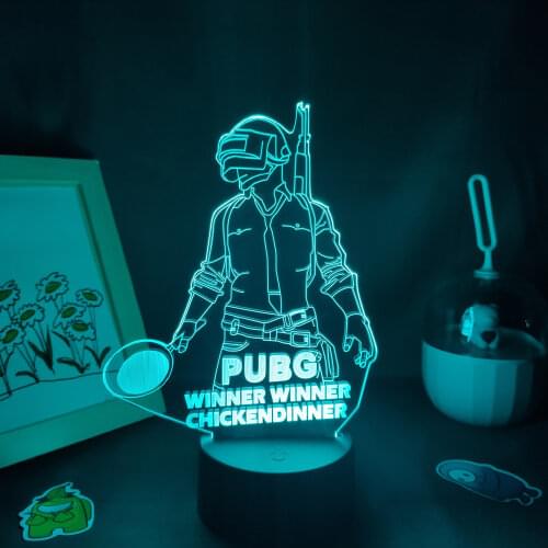 Game PUBG PlayerUnknowns Battlegrounds 3D Lamp Led RGB Night Light Cool Gift For Friend Bed Room Table Desk Colorful Decoration