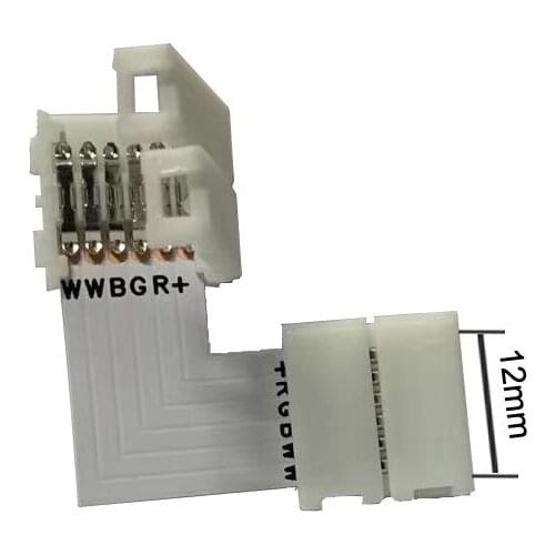 5PCS 12mm 6 Pin RGB+CCT L Shape Solderin Free Connector For RGBCCT RGBCW LED Strip Light 6 PIN Connecto
