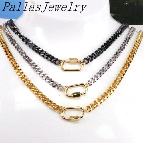 5Pcs Fashion Multi-color link chain necklace Screw clasp jewelry for women accessories