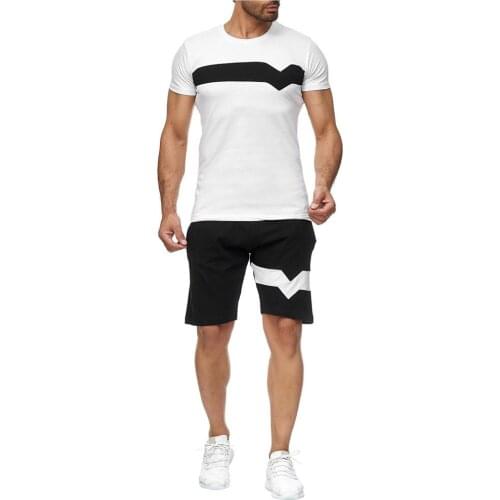 59# Mens Short Sets Summer Track Suit Striped Multicolor Collision Short Sleeve Shorts Sports Thin Clothing Set Casual Tracksuit