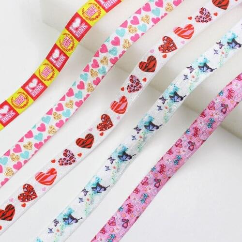 5yds,5/8" cartoon Fold Over Elastic Stretch Foldover FOE Elastics for Hair Ties Headbands DIY handmade Accessories,E-20421-621