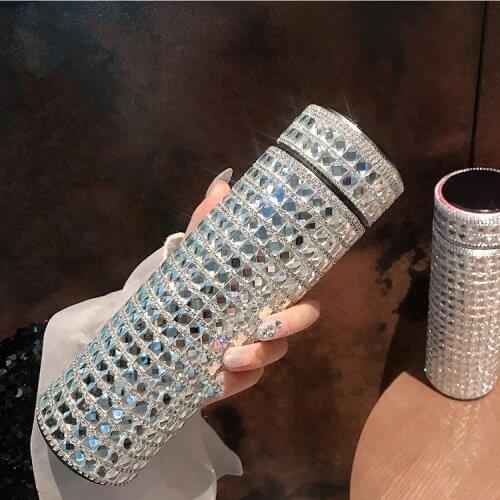 Diamond Thermo Bottle 500ml Large Capacity Stainless Steel Thermos Portable Vacuum Flask Insulated Tumbler Gift for Women Mugs
