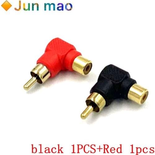 Audio AV RCA Elbow Plug Jack Extender L Shape RCA Connector Black Red Right Angle RCA Male to Female 90 Degree RCA Connector