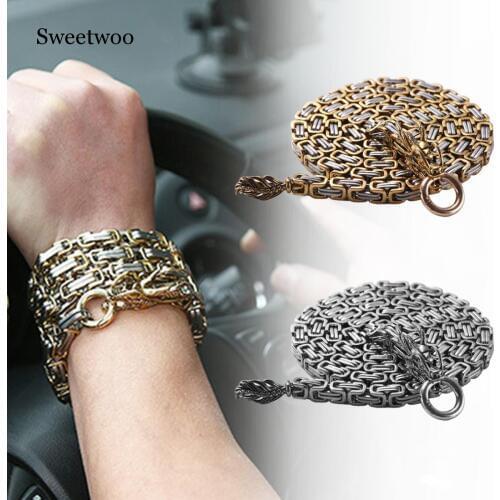 Stainless Steel Outdoor Self Defense Protection Dragon Hand Bracelet Chain Tactical Metallic Whip Corrosion Resistan 101cm