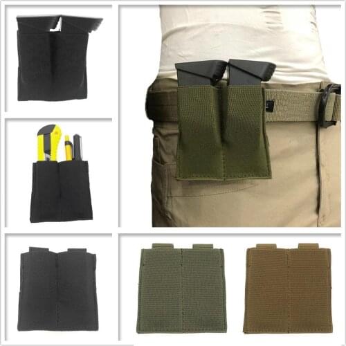 Fast Tactical MOLLE Double Open Top Pistol Magazine Mag Pouch Flashlight Holster