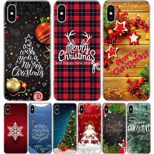 Merry Christmas Cover Phone Case For Iphone 11 12 Mini Pro 7 6 X 8 6S Plus XS MAX + XR 5S SE 10 9 Art TPU Coque Capa Shell