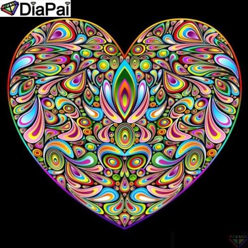 DIAPAI Full Diamond "Color heart pattern" DIY 5D Diamond Painting Cross Stitch Home Decor Picture Of Rhinestone Handmade A26590
